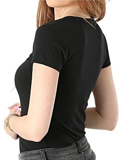 Хлопковая футболка с надписью бренда на груди черного цвета Emporio Armani RT164407_CC318 00020